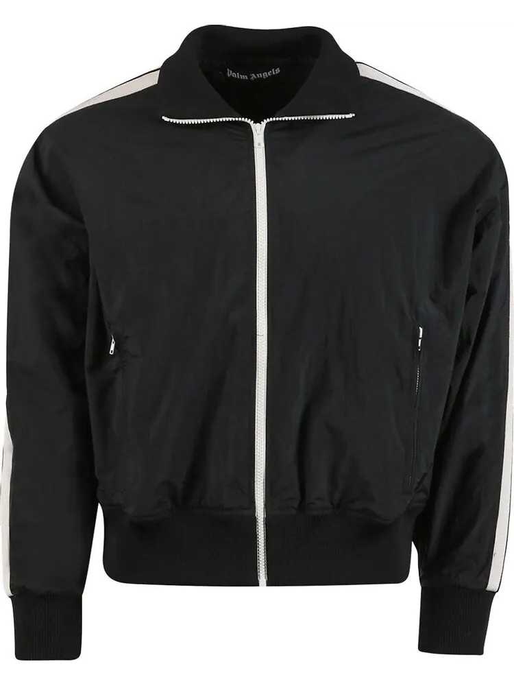 Куртка Palm Angels Curved Logo Track Jacket 'Black/White' — изображение 1 из 1, черный