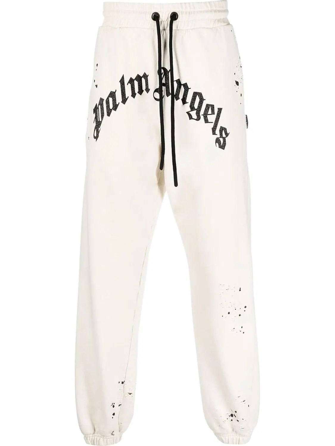 Спортивные брюки Palm Angels GD Glittered Logo Sweatpants 'Off White' — изображение 1 из 1, белый