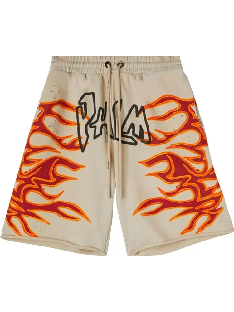 Спортивные шорты Palm Angels GD Graffiti Flames Sweatshort 'Off White' — изображение 1 из 2, белый