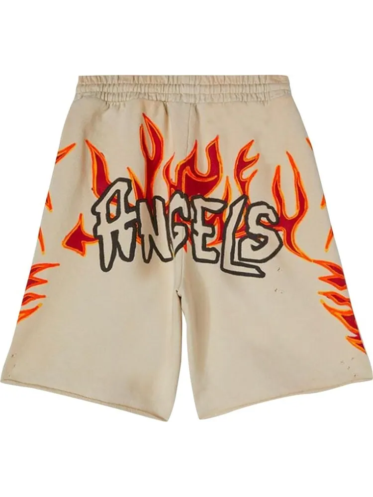 Спортивные шорты Palm Angels GD Graffiti Flames Sweatshort 'Off White' — изображение 2 из 2, белый