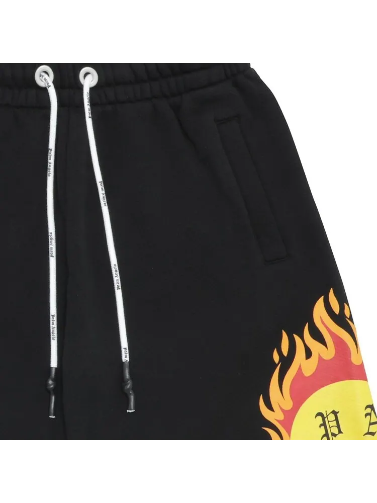 Спортивные шорты Palm Angels Burning Head Sweatshorts 'Black/Yellow' — изображение 3 из 3, черный