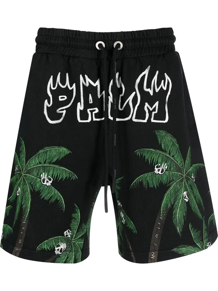 Спортивные шорты Palm Angels Palms And Skull Vintage Sweatshorts 'Black' — изображение 1 из 1, черный