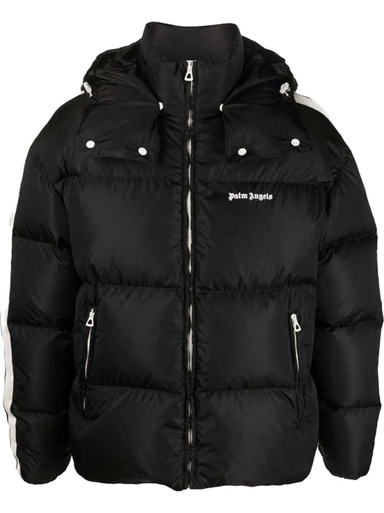 Куртка Palm Angels Hooded Track Down 'Black/White' — изображение 1 из 1, черный