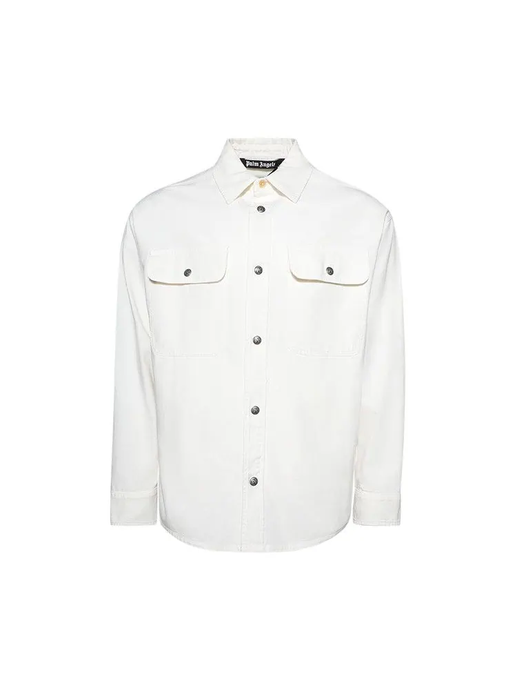 Рубашка Palm Angels Monogram Embroidery Overshirt — изображение 1 из 1, белый