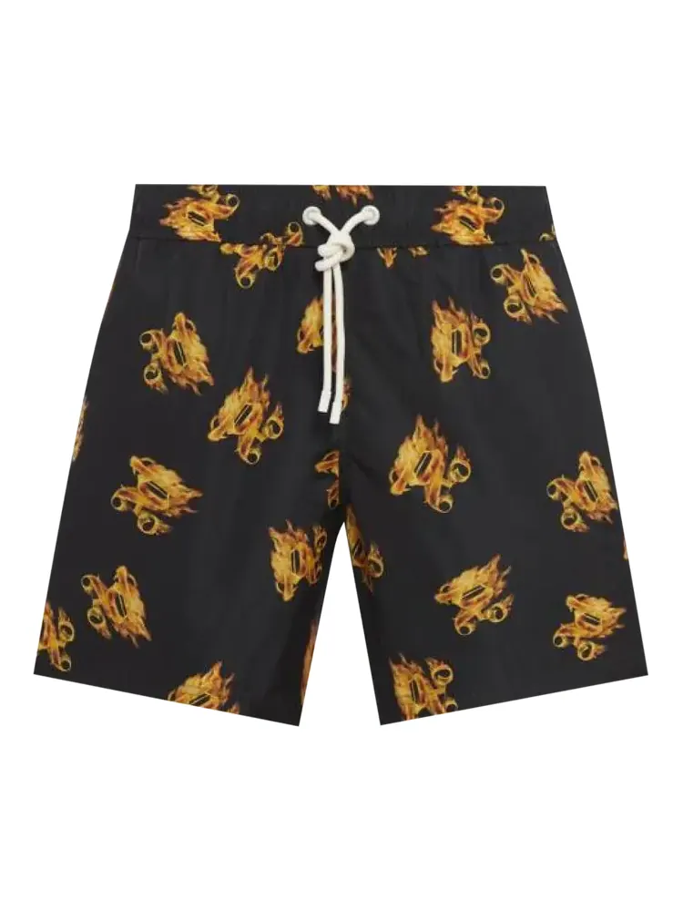 Шорты для плавания Palm Angels Burning Monogram 'Black/Gold' — изображение 1 из 1, черный
