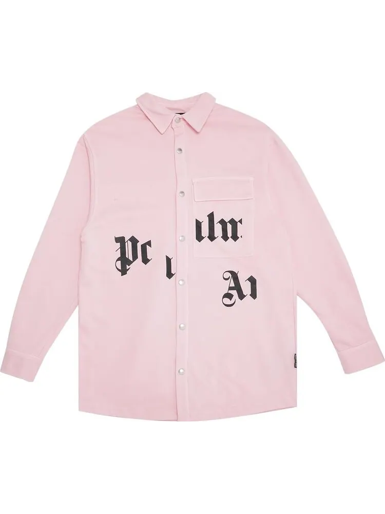Рубашка Palm Angels Broken Logo Button Down Shirt 'Pink/Black' — изображение 1 из 3, розовый