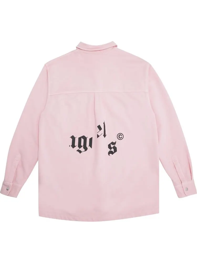 Рубашка Palm Angels Broken Logo Button Down Shirt 'Pink/Black' — изображение 2 из 3, розовый