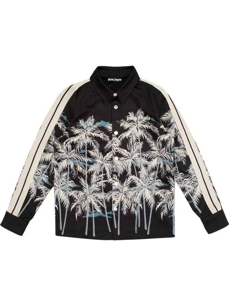 Рубашка Palm Angels Allover Palms Track Shirt 'Black/Off White' — изображение 1 из 1, черный