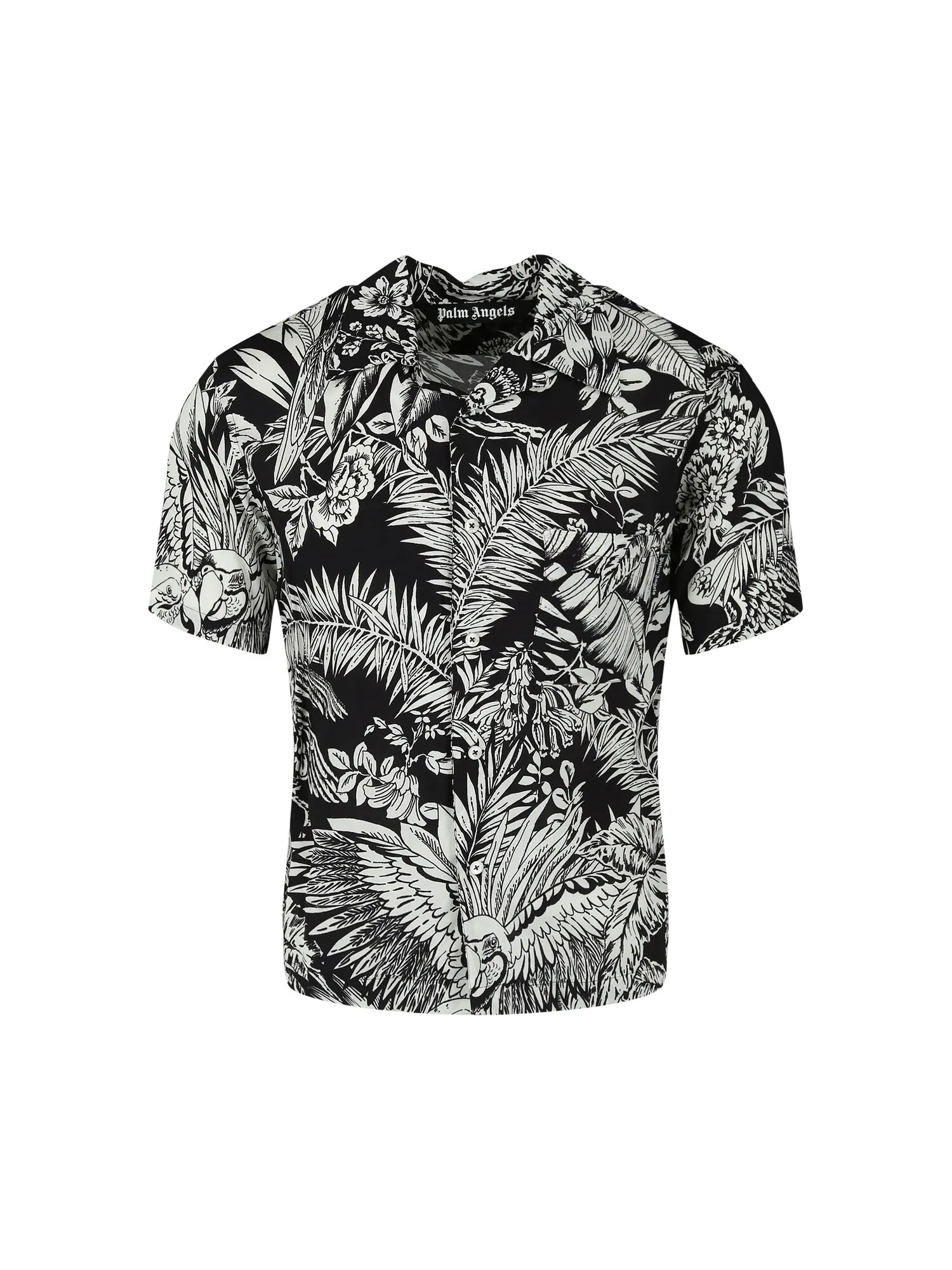 Рубашка для боулинга Palm Angels Jungle Parrots — изображение 1 из 3, черный/белый