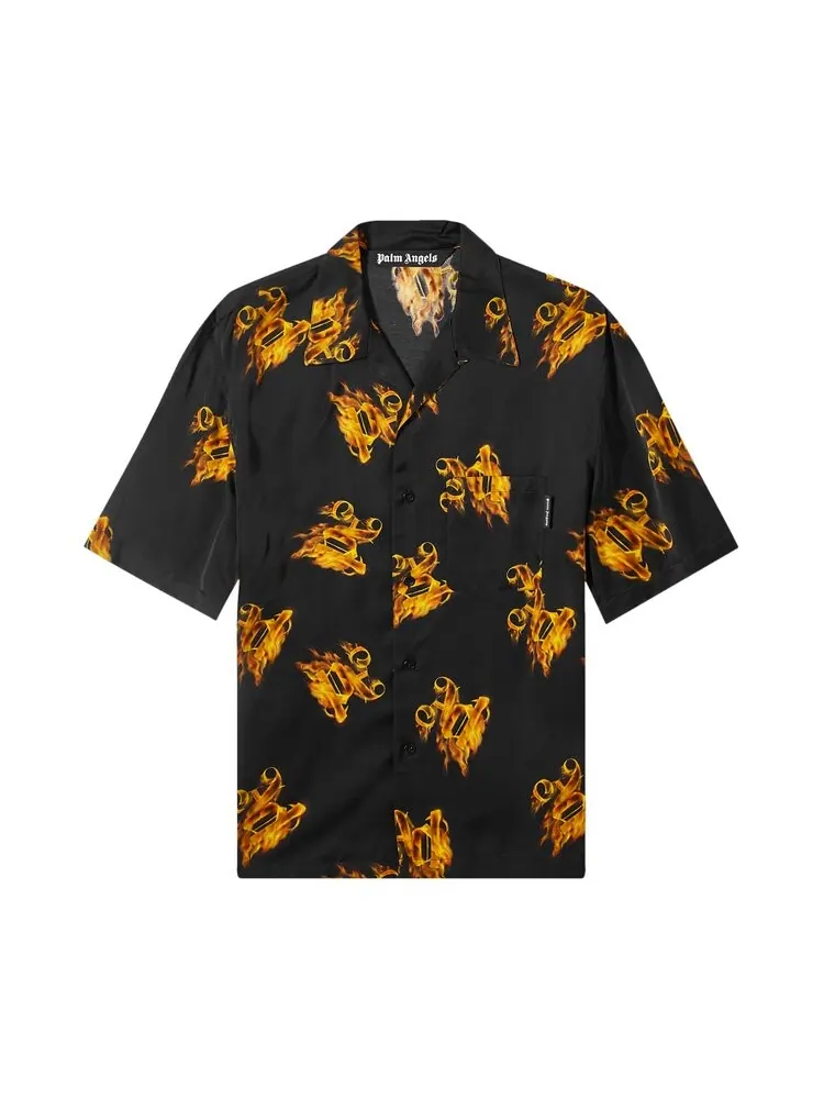 Рубашка Palm Angels Burning Monogram Shirt — изображение 1 из 1, черный