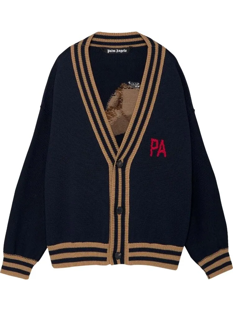 Кардиган Palm Angels Bear Cardigan 'Black/Brown' — изображение 1 из 2, черный