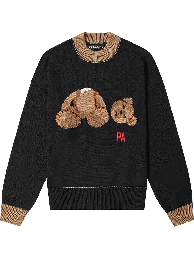 Свитер Palm Angels PA Bear Sweater 'Black/Brown' — изображение 1 из 1, черный
