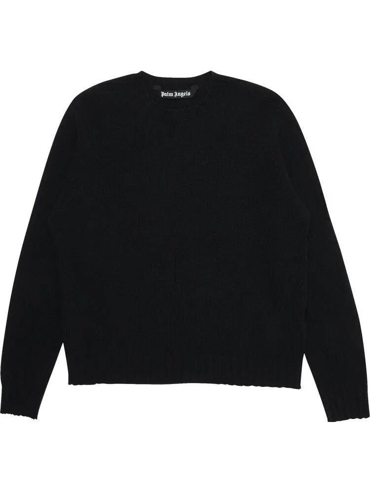 Свитер Palm Angels Rec Logo Sweater 'Black/White' — изображение 1 из 3, черный