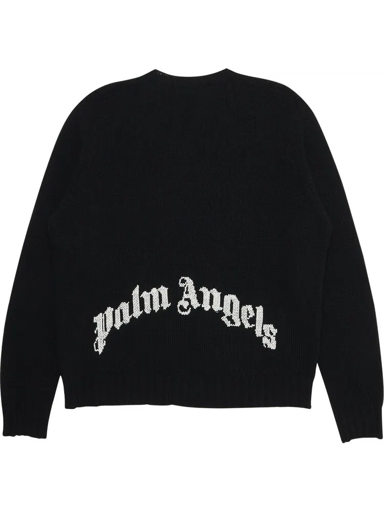 Свитер Palm Angels Rec Logo Sweater 'Black/White' — изображение 2 из 3, черный
