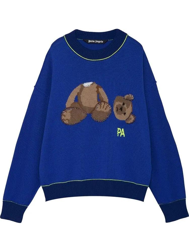Свитер Palm Angels Bear Sweater 'Blue/Brown' — изображение 1 из 3, синий