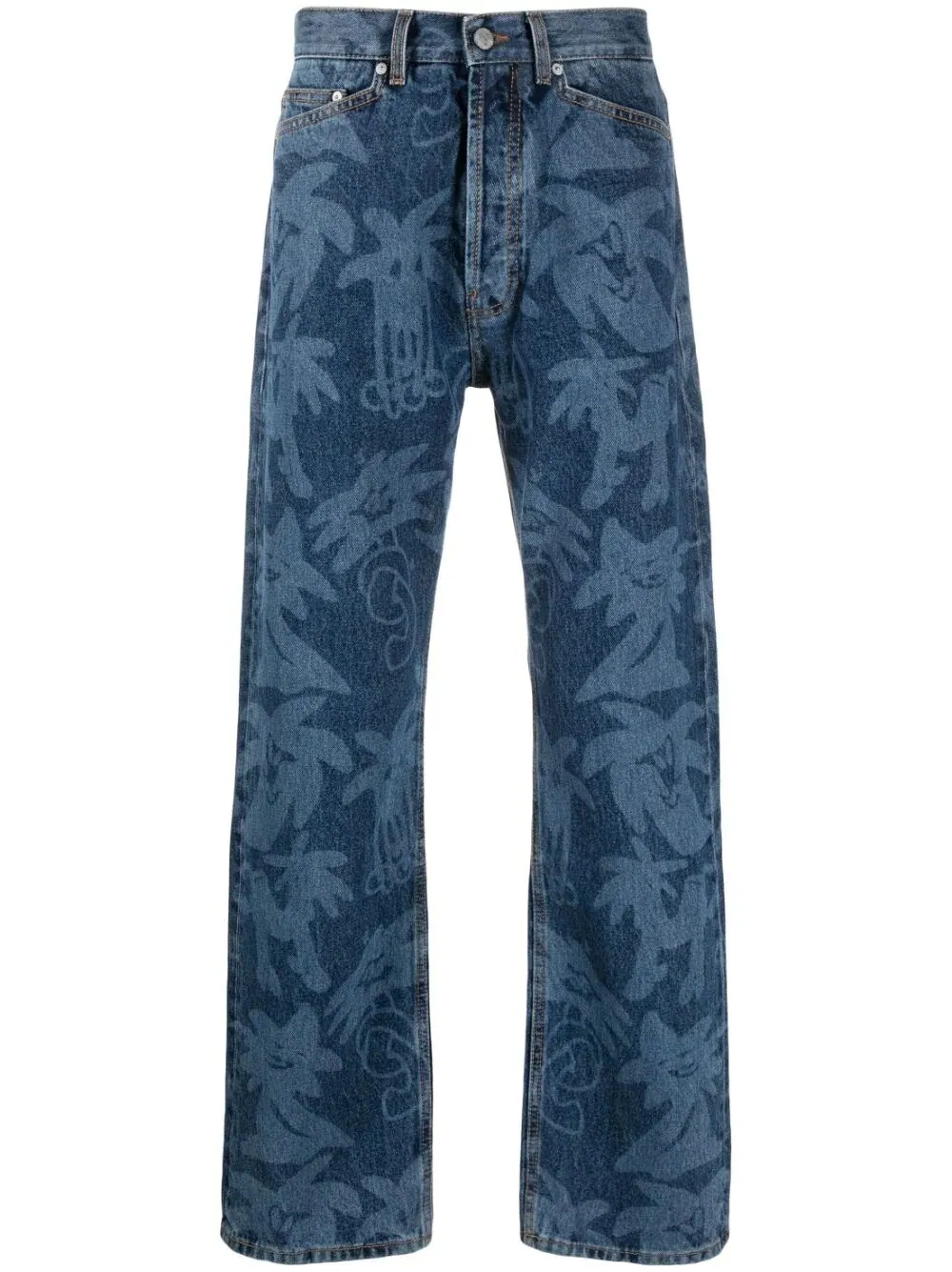 Джинсы Palm Angels Palmity All Over Laser Denim — изображение 1 из 4, синий