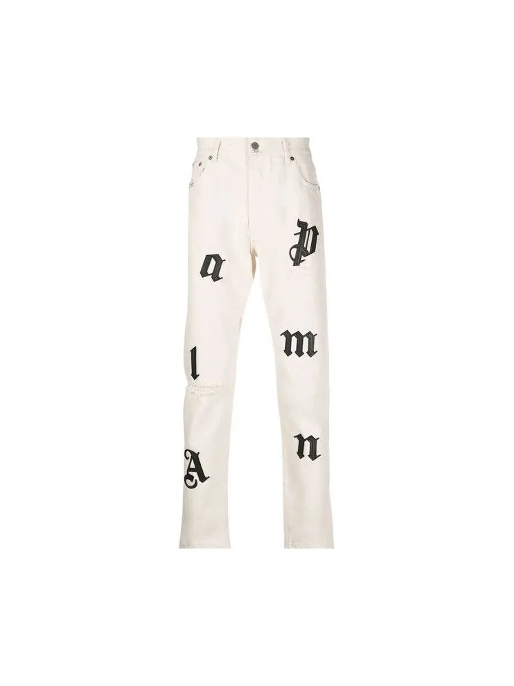Брюки Palm Angels Logo Patch Classic 5 Pocket — изображение 1 из 1, белый