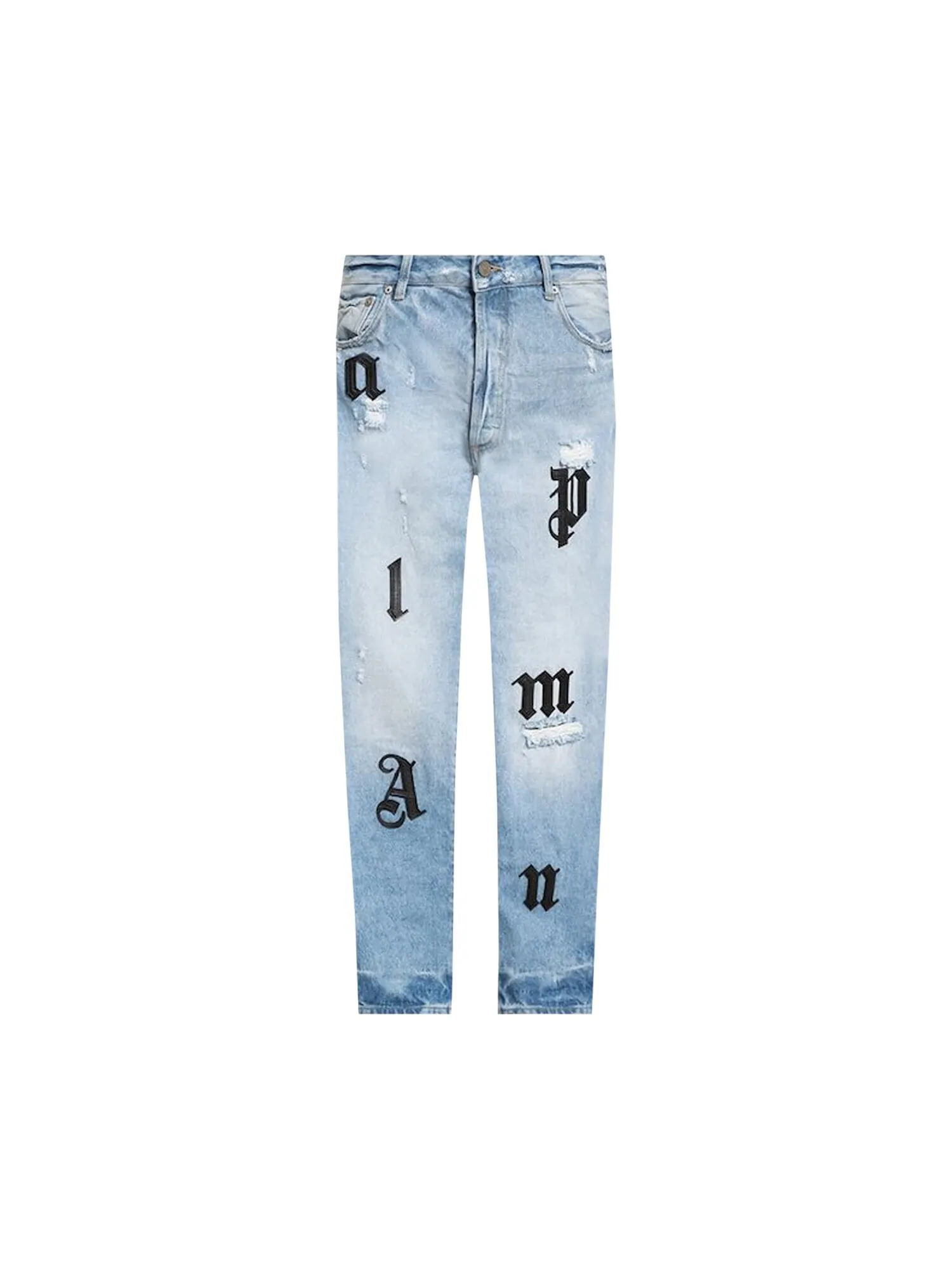 Джинсы с нашивками-логотипами Palm Angels — изображение 1 из 1, голубой