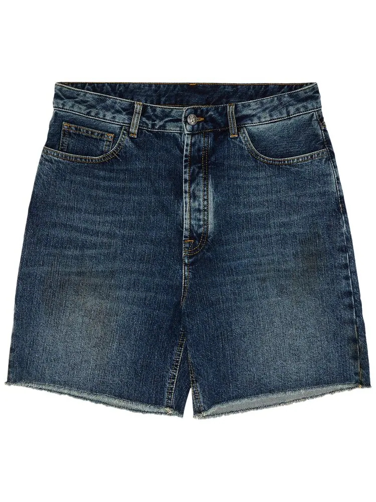 Шорты Palm Angels Curved Logo Denim Shorts 'Blue/Light Blue' — изображение 1 из 3, синий/светлый синий