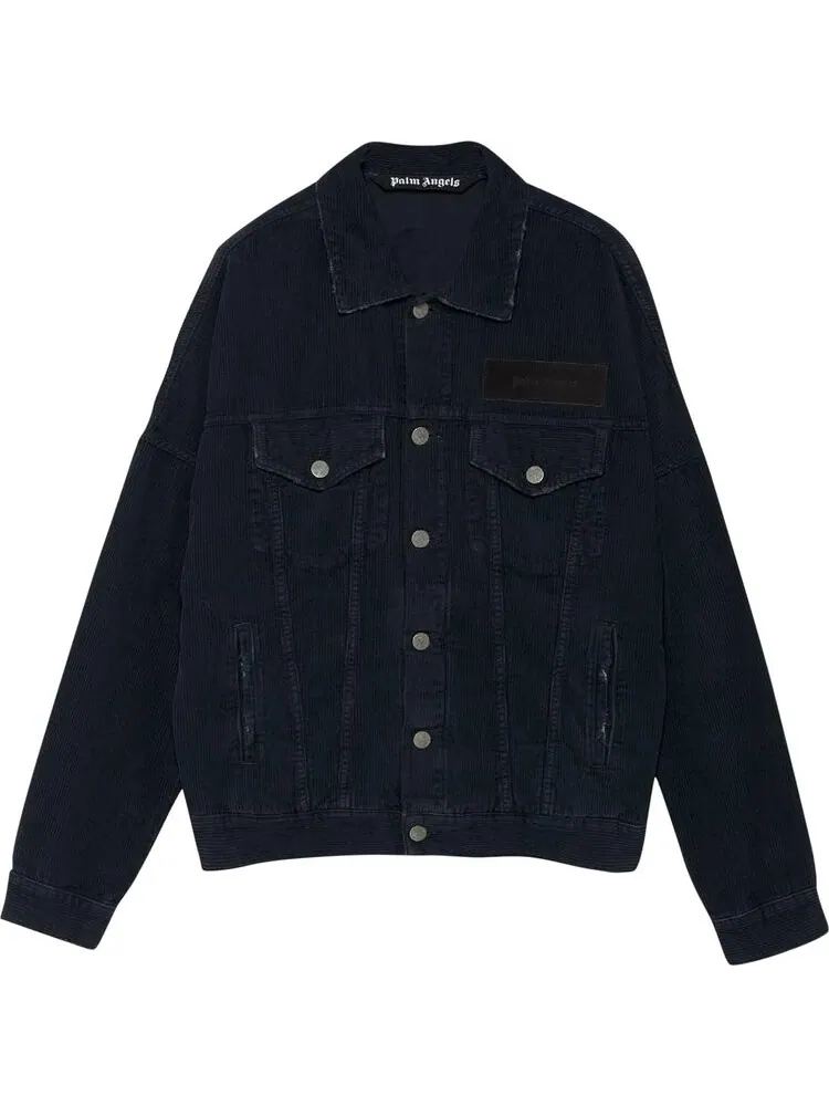 Куртка Palm Angels Corduroy Logo Denim Jacket 'Black' — изображение 1 из 2, черный