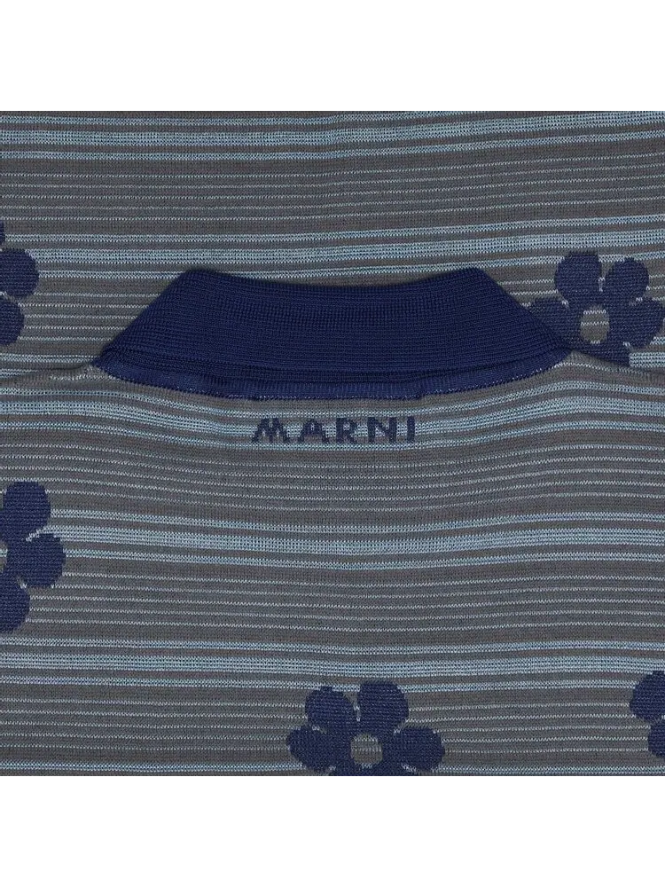Поло Marni Striped Flowers Long-Sleeve Polo Neck — изображение 3 из 3, синий
