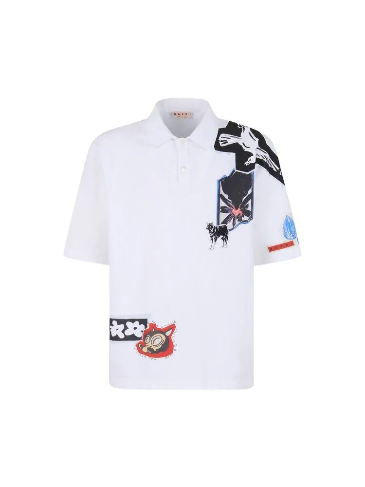 Брюки Marni Mixed Media Compact Jersey Polo — изображение 1 из 1, белый