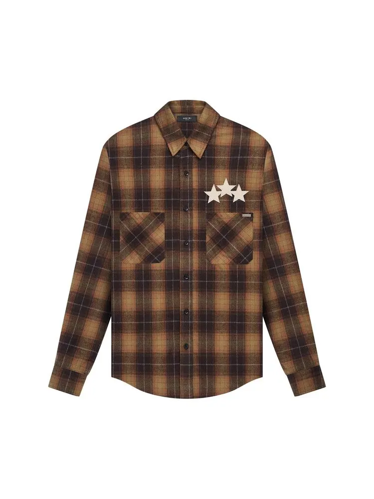 Топ Amiri Star Leather Flannel, Chai Tea