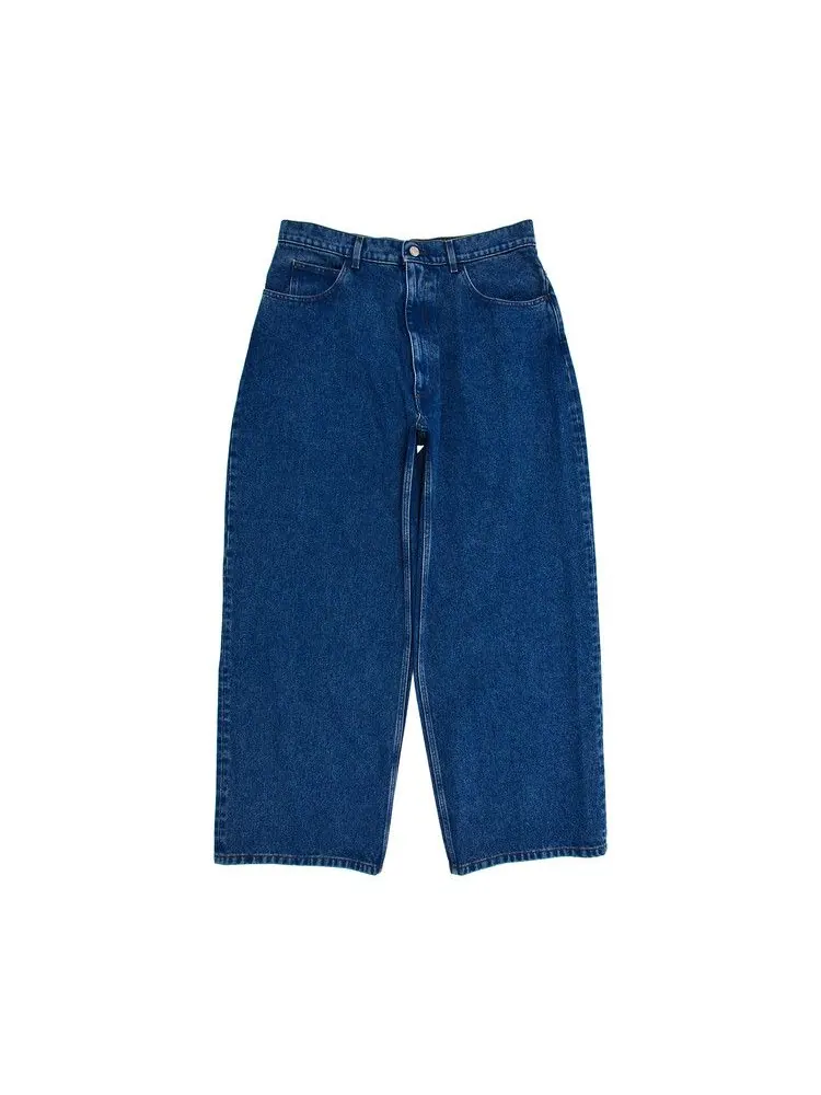 Брюки Marni Bleached Coated Denim With Logo Lettering Trousers — изображение 1 из 3, океанский