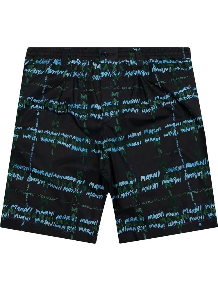 Брюки Marni Crossroads Print Poplin Bermuda Pants 'Black' — изображение 1 из 2, черный