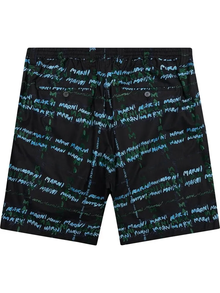 Брюки Marni Crossroads Print Poplin Bermuda Pants 'Black' — изображение 2 из 2, черный