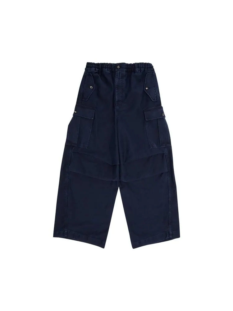 Брюки Marni Garment Dyed Compact Moleskine Satin Trousers — изображение 1 из 3, светлый темно-синий