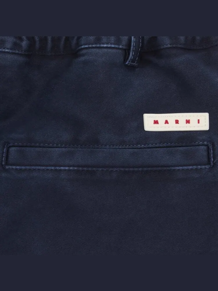 Брюки Marni Garment Dyed Compact Moleskine Satin Trousers — изображение 3 из 3, светлый темно-синий