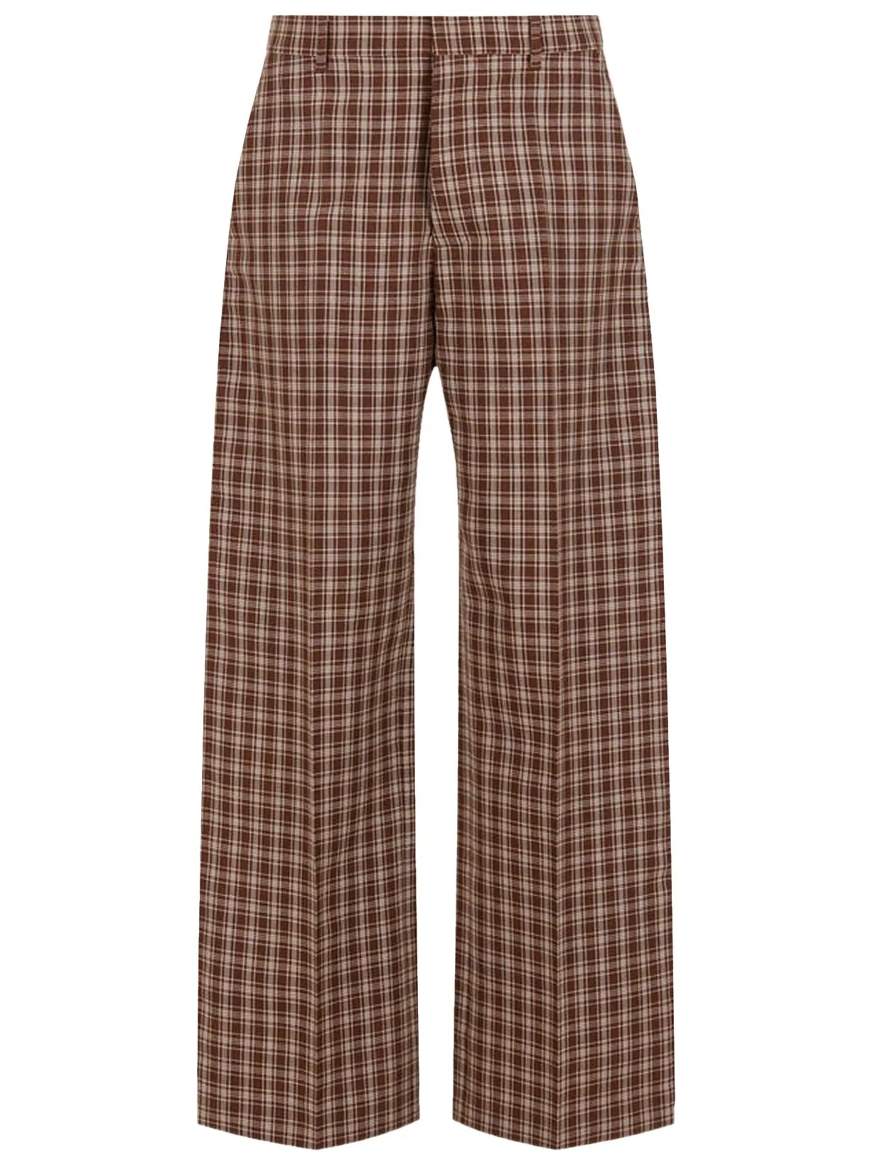 Шерстяные брюки Marni в клетку Grain De Poudre, темно-бордовые — 1
