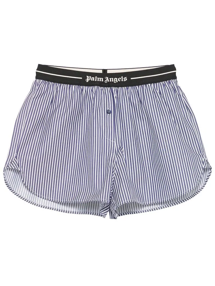 Шорты Palm Angels Classic Logo Striped Shorts Navy Blue — изображение 1 из 1, темно-синий