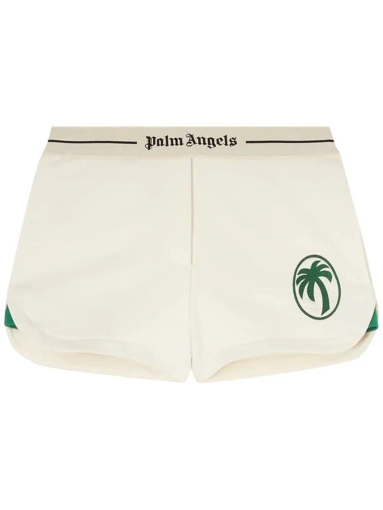 Спортивные шорты Palm Angels Oval Palm Sweatshorts 'Off White/Forest' — изображение 1 из 1, белый
