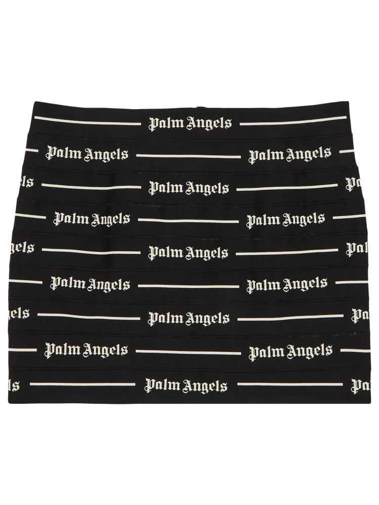 Юбка Palm Angels Classic Logo Tape Mini Skirt 'Black/Off White' — изображение 1 из 3, черный/белый