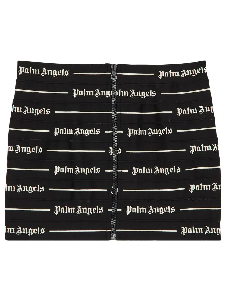 Юбка Palm Angels Classic Logo Tape Mini Skirt 'Black/Off White' — изображение 2 из 3, черный/белый