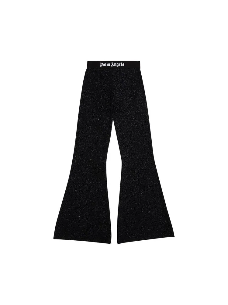 Брюки Palm Angels Logo Tape Lurex Pants Black/Black — изображение 1 из 3, черный/черный
