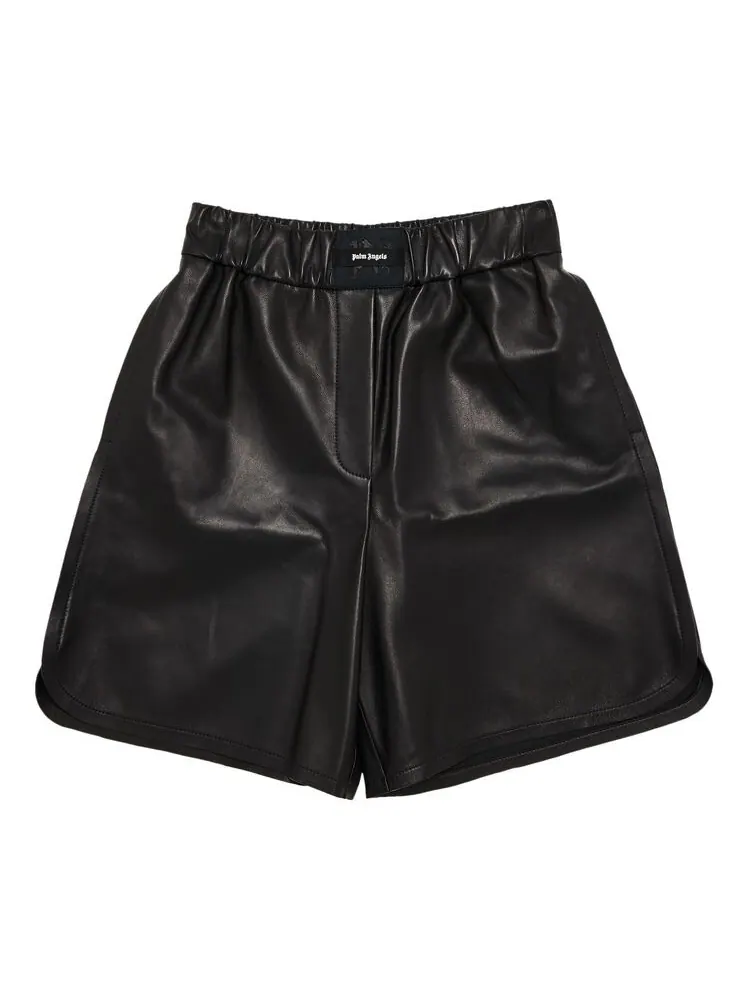 Шорты Palm Angels Monogram Leather Shorts Black — изображение 1 из 3, черный