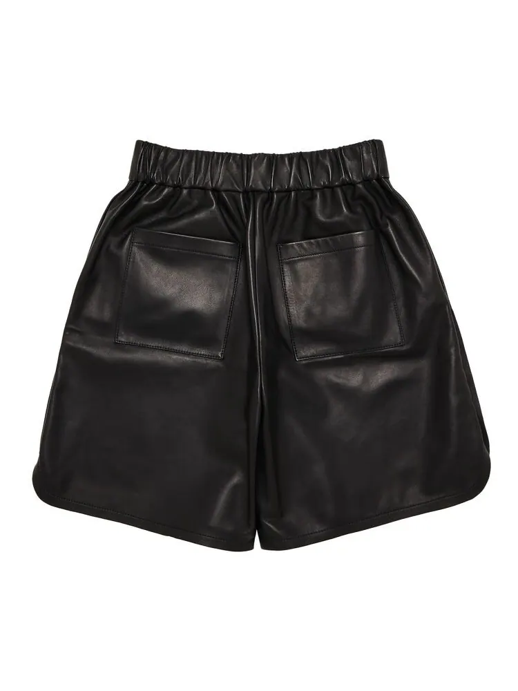 Шорты Palm Angels Monogram Leather Shorts Black — изображение 2 из 3, черный