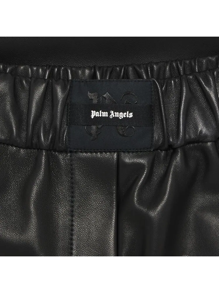 Шорты Palm Angels Monogram Leather Shorts Black — изображение 3 из 3, черный