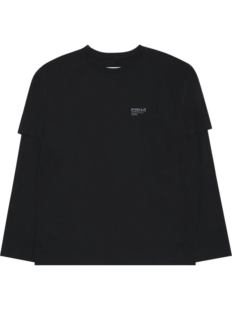Футболка C2H4 Double Layered Long-Sleeve T-shirt 'Black' — черный