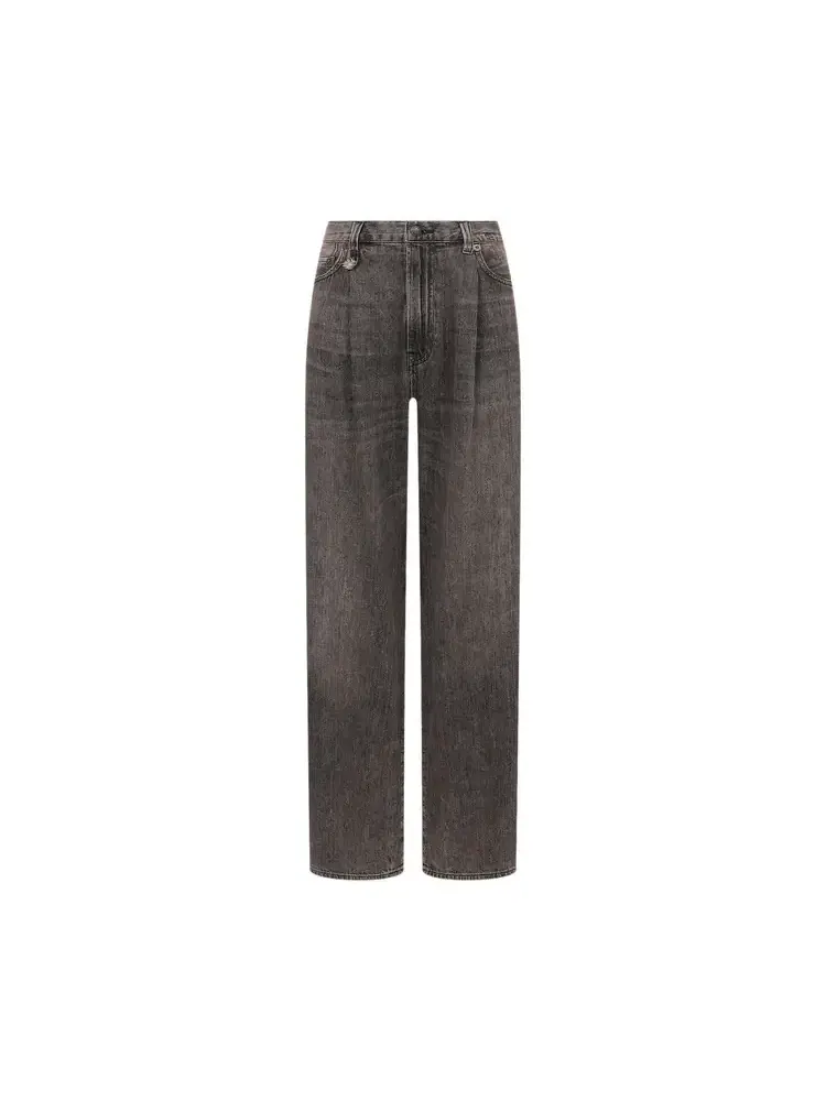Широкие штаны R13 Damon Pleated Wide Leg — черный