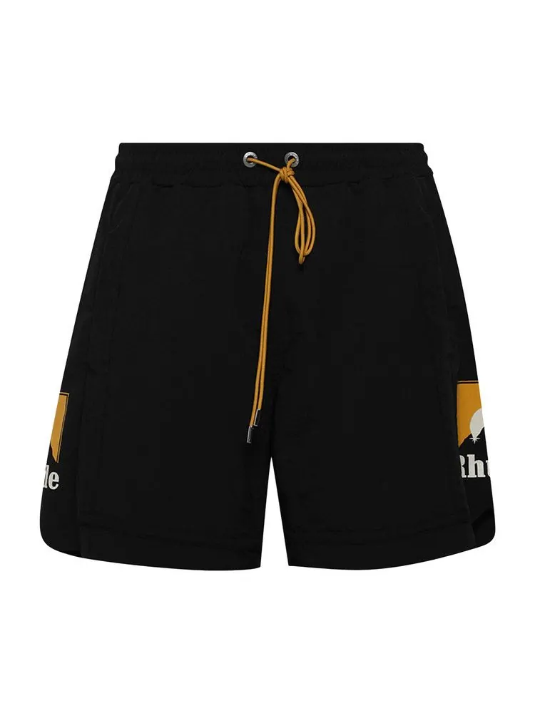 Шорты Rhude Moonlight Logo Short — изображение 1 из 1, черный/желтый/белый