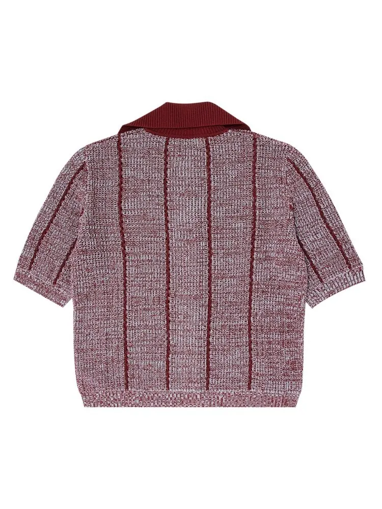 Поло Lanvin Lace Knit Button Up 'Red/Multicolor' — изображение 2 из 3, красный
