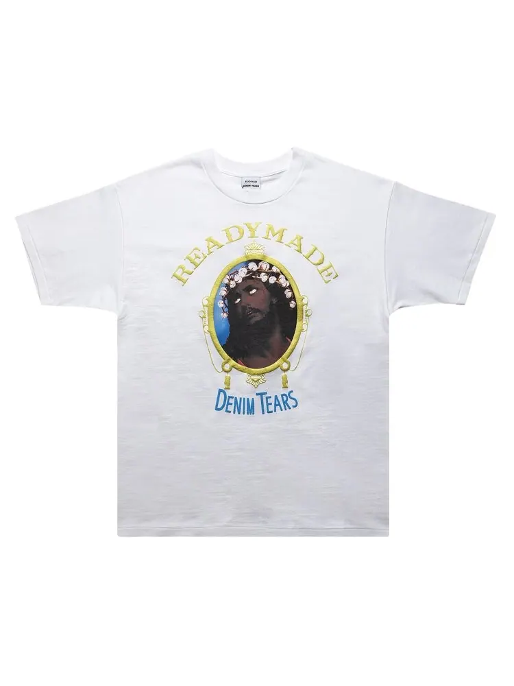 Футболка READYMADE x Denim Tears Cotton Wreath T-Shirt 'White' — белый