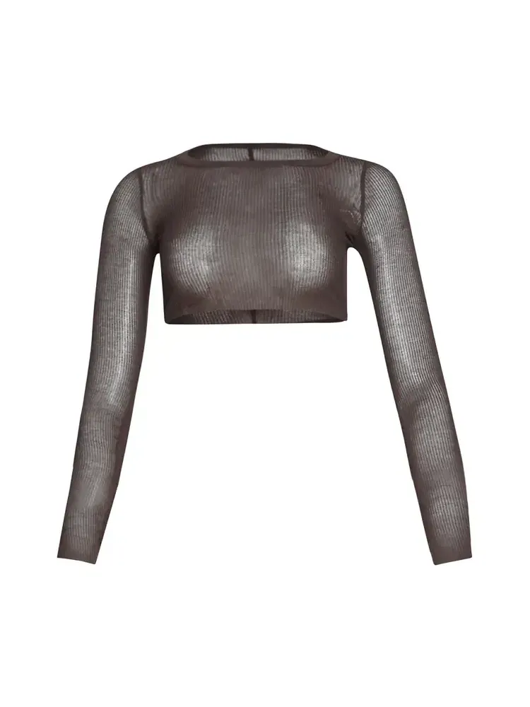 Укороченная футболка с длинными рукавами Rick Owens 'Macassar'