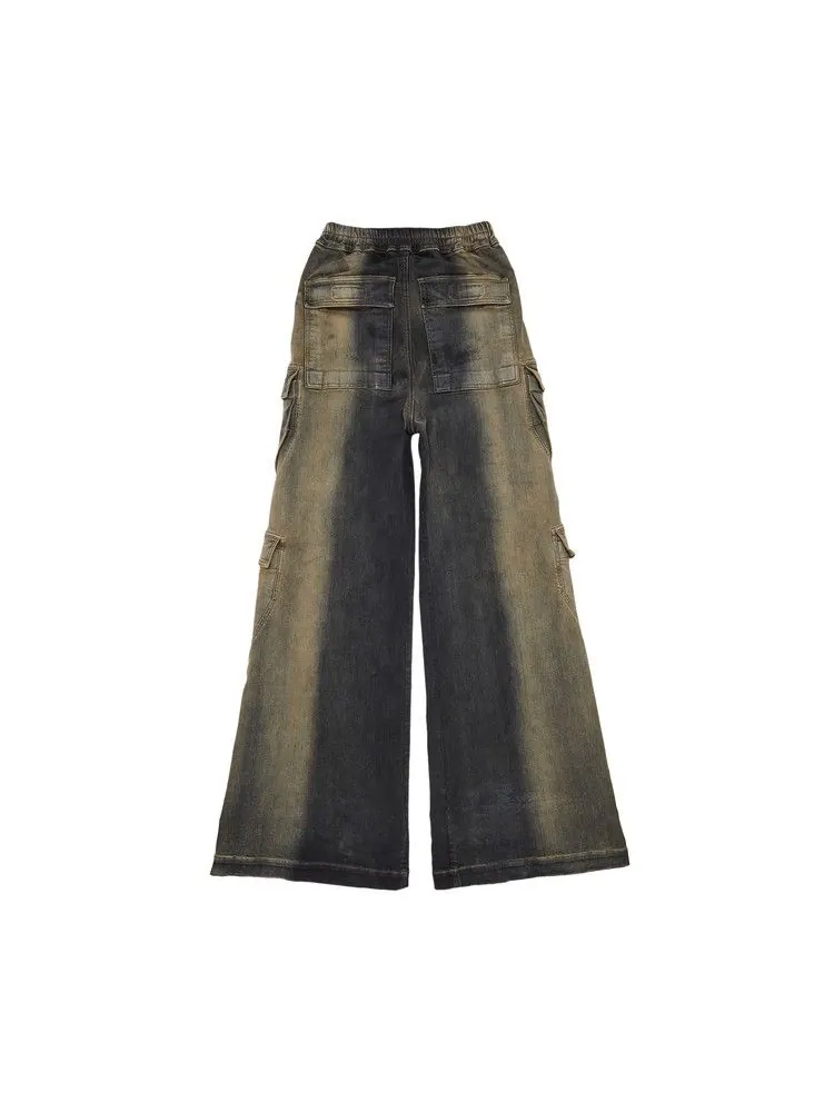 Брюки Rick Owens Jumbo Denim Double Cargo, Mineral Pearl Degrade — изображение 2 из 3, синий