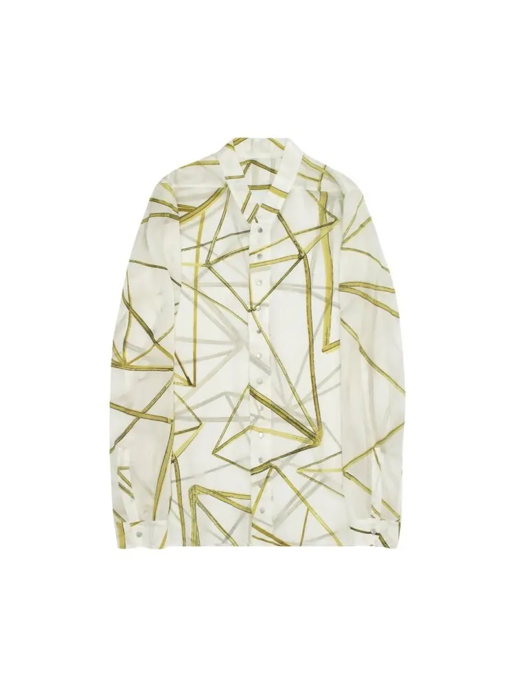 Рубашка Rick Owens Snap Collar Faun Shirt 'Milk/Sulphate'
