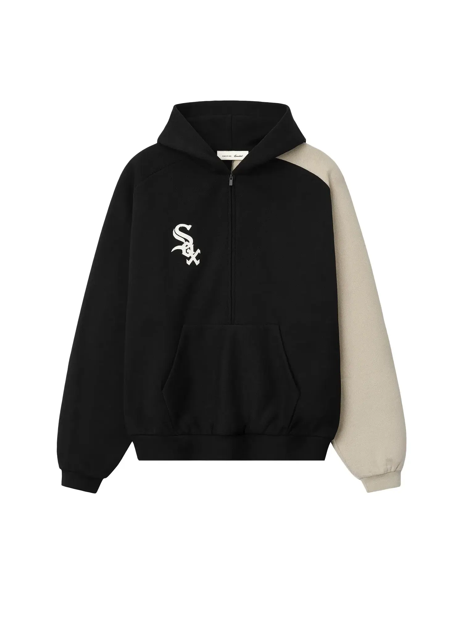 Спортивная толстовка Fear of God Essentials White Sox с рукавами реглан и половинной молнией — изображение 1 из 2, черный